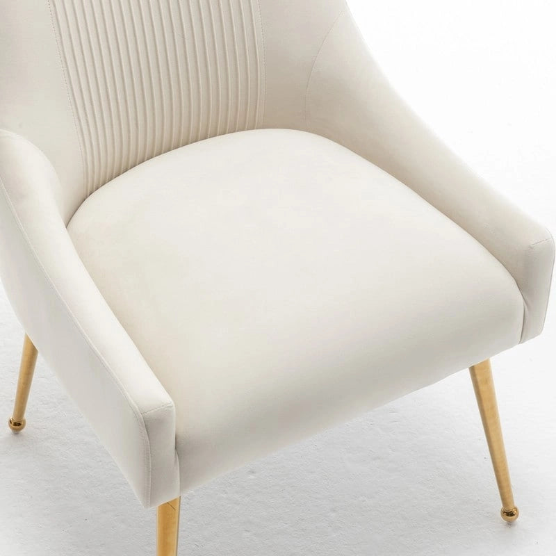 Modern Glam Bouclé Gefalteter Samt Esszimmerstuhl oder Schminktischstuhl 4er-Set mit Griff an der Rückseite