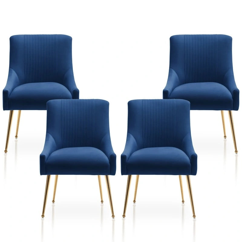 Modern Glam Bouclé Gefalteter Samt Esszimmerstuhl oder Schminktischstuhl 4er-Set mit Griff an der Rückseite