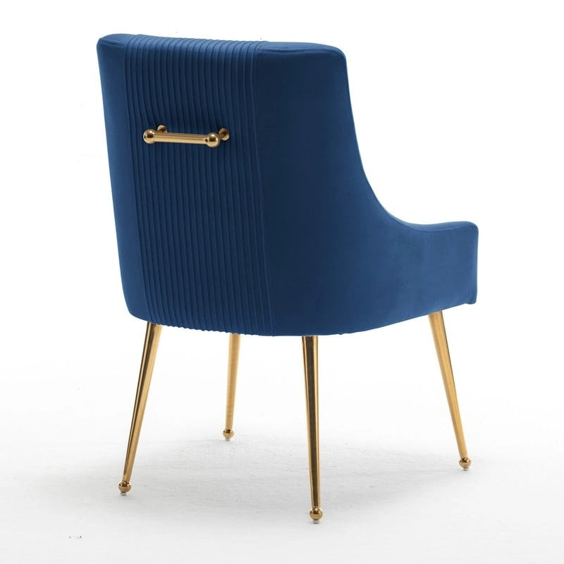 Modern Glam Bouclé Gefalteter Samt Esszimmerstuhl oder Schminktischstuhl 4er-Set mit Griff an der Rückseite