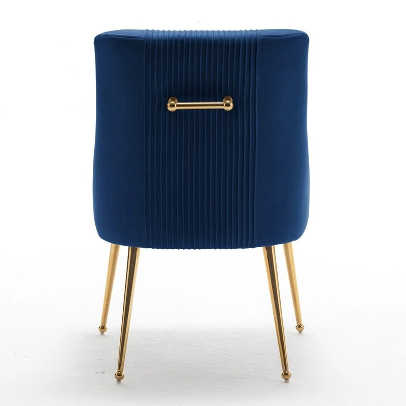 Modern Glam Bouclé Gefalteter Samt Esszimmerstuhl oder Schminktischstuhl 4er-Set mit Griff an der Rückseite