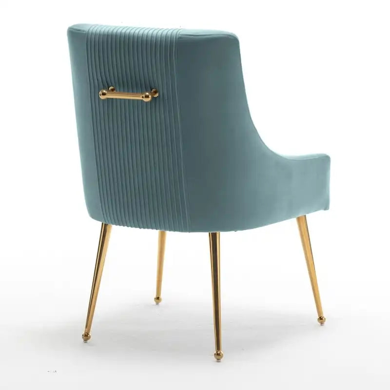 Modern Glam Bouclé Gefalteter Samt Esszimmerstuhl oder Schminktischstuhl 4er-Set mit Griff an der Rückseite