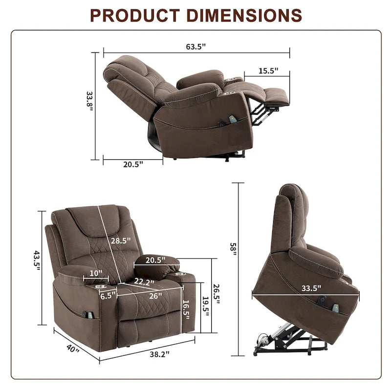 Oversized Power Lift Recliner Chair, 400 lbs Capacity