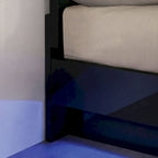 Contemporary Black LED Platform Bed
