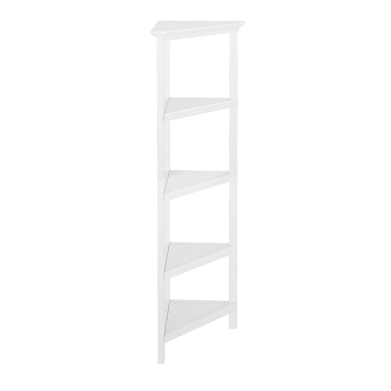 Corner Bookcase with 4 Shelves, White