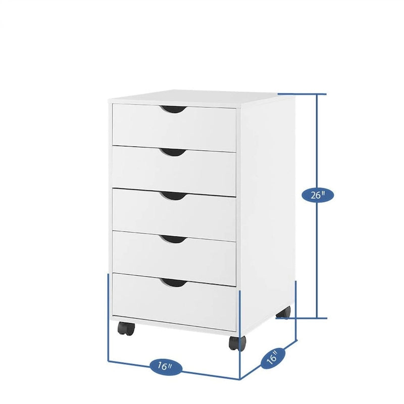 5-Drawer Storage Cabinet with Wheels