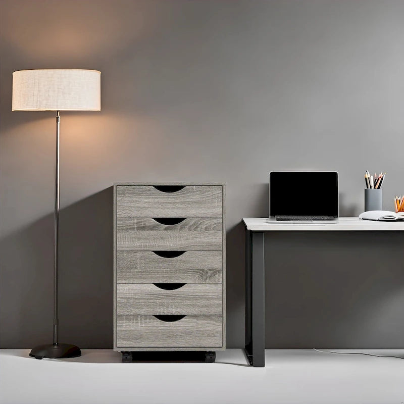 5-Drawer Storage Cabinet with Wheels