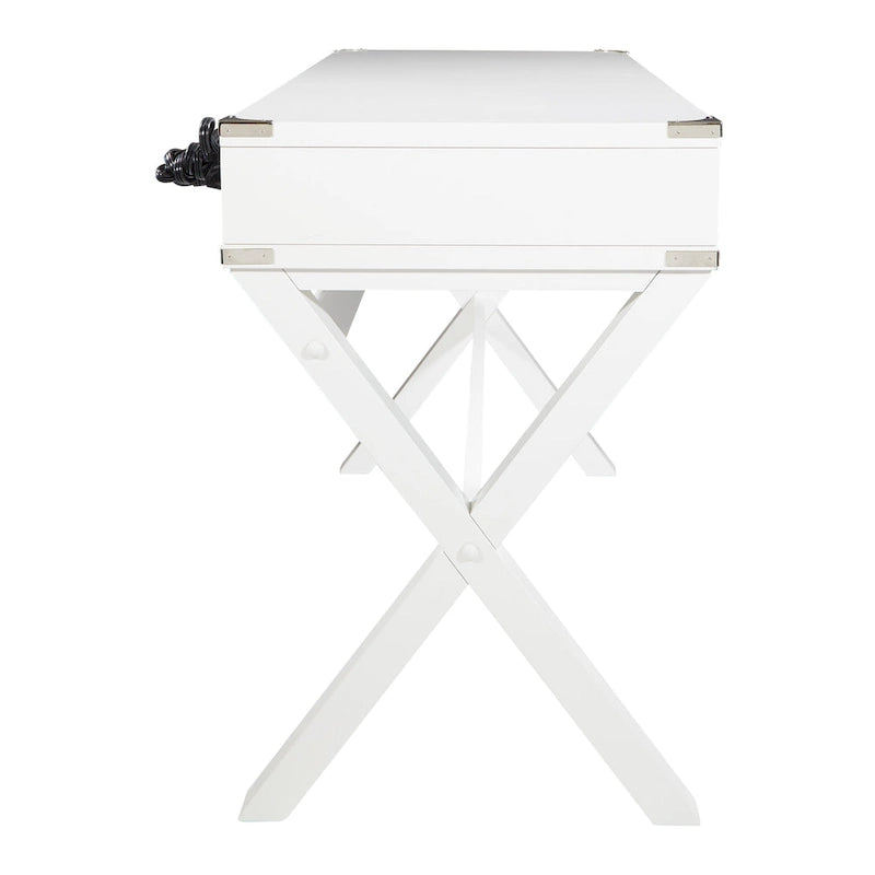 46-Inch Writing Desk with Power Station and Storage Drawers