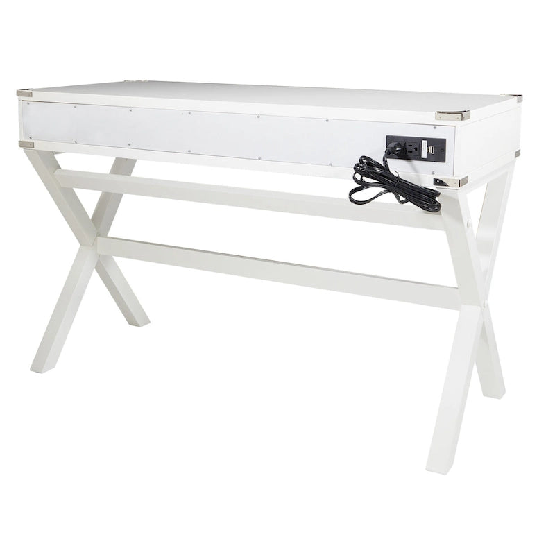 46-Inch Writing Desk with Power Station and Storage Drawers
