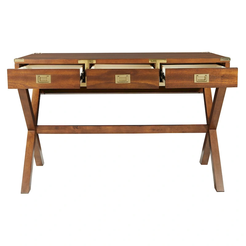 46-Inch Writing Desk with Power Station and Storage Drawers