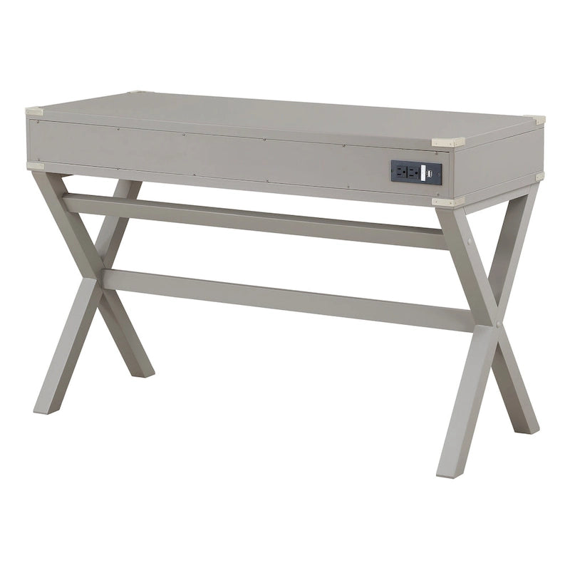 46-Inch Writing Desk with Power Station and Storage Drawers
