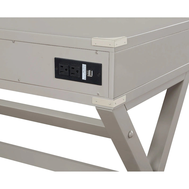 46-Inch Writing Desk with Power Station and Storage Drawers