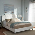  French River White Modern Bed with Upholstered Headboard