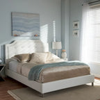  French River White Modern Bed with Upholstered Headboard