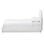 White Modern Platform Bed with Upholstered Headboard