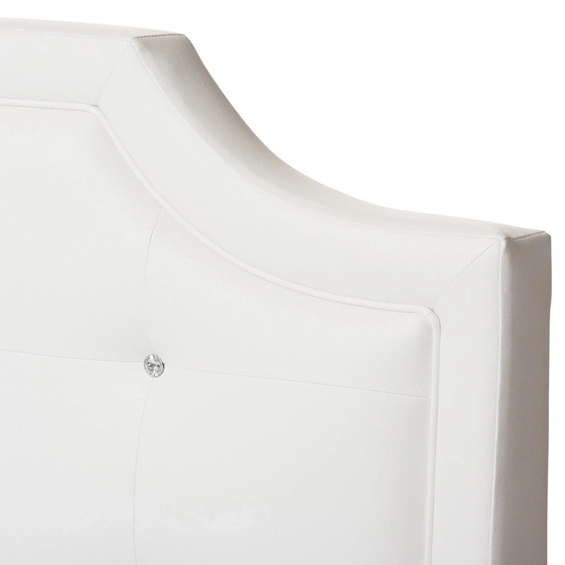 White Modern Platform Bed with Upholstered Headboard