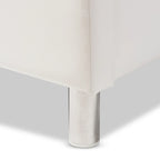 White Modern Platform Bed with Upholstered Headboard