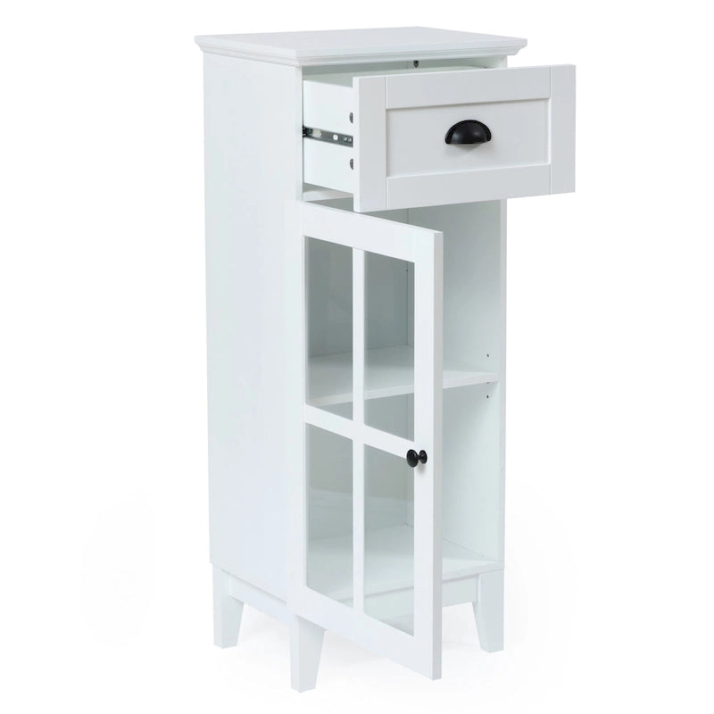 Slim Bathroom Storage Cabinet with Glass Door - 37 H x 15.7 W x 11.8 D
