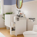 Freestanding Bathroom Storage Cabinet with Drawers and Casters