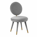 Armless Velvet Dining Chair with Oval Back