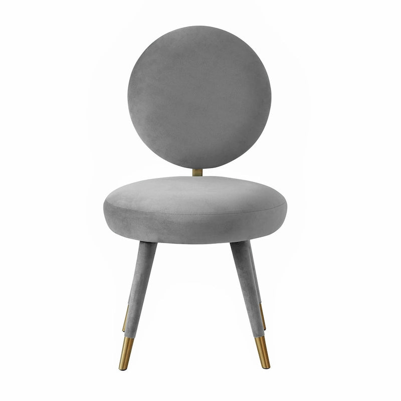 Armless Velvet Dining Chair with Oval Back