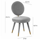 Armless Velvet Dining Chair with Oval Back