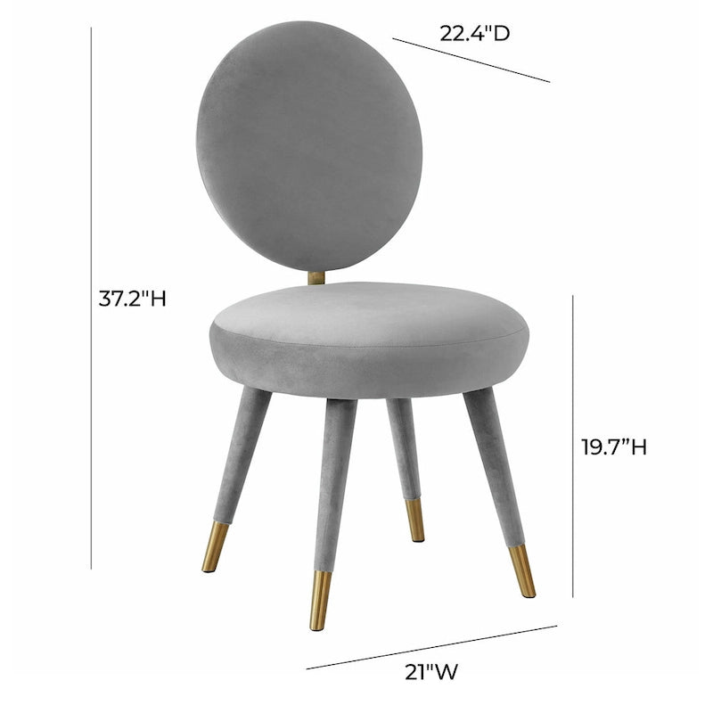Armless Velvet Dining Chair with Oval Back