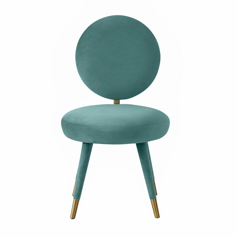 Armless Velvet Dining Chair with Oval Back