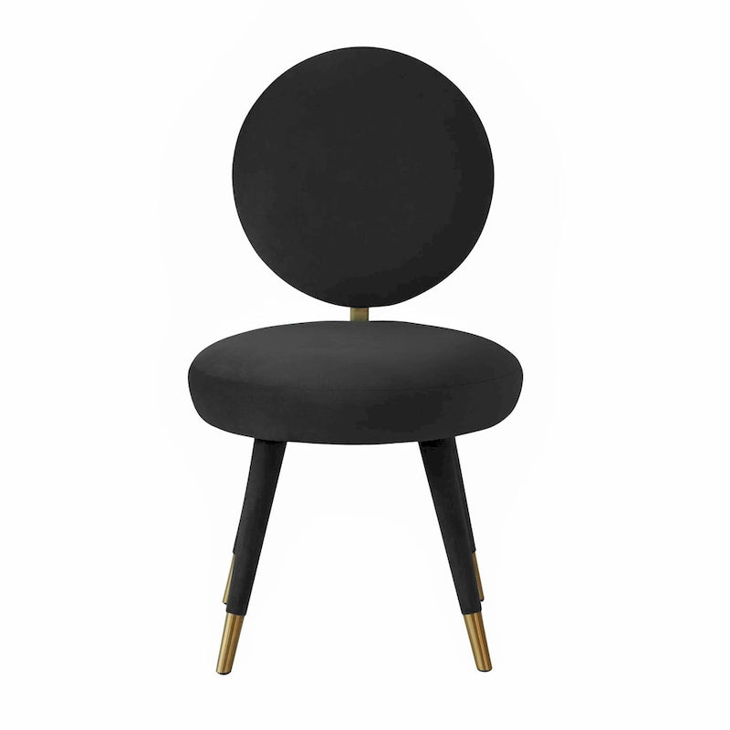 Armless Velvet Dining Chair with Oval Back