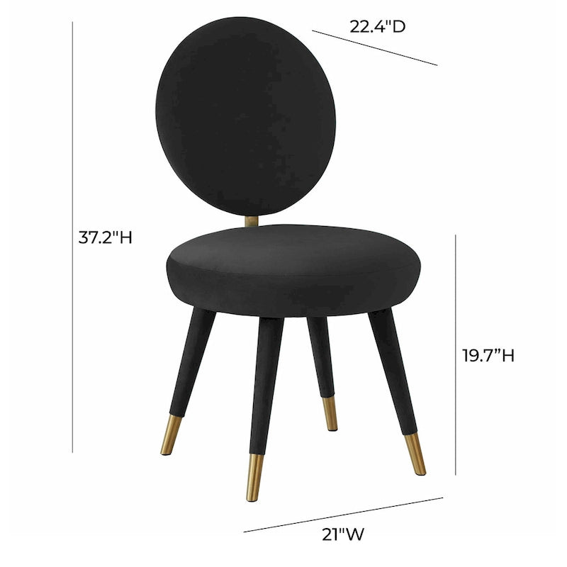 Armless Velvet Dining Chair with Oval Back