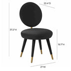 Armless Velvet Dining Chair with Oval Back