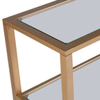 Schmaler Konsolentisch aus Metall mit Glasablagen – Gold