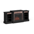 Black Electric Fireplace with Bookcase Shelves