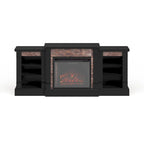 Black Electric Fireplace with Bookcase Shelves