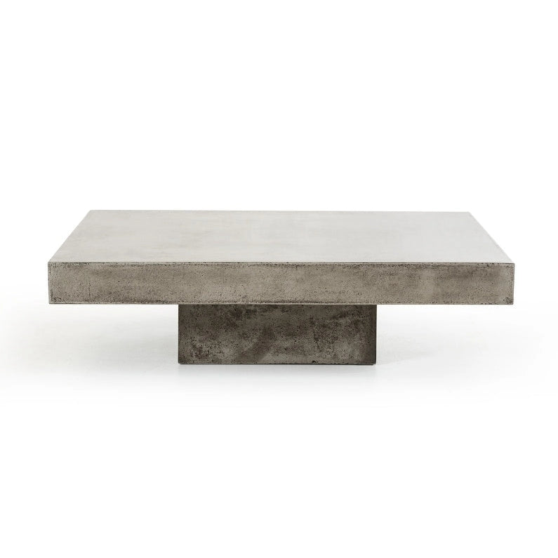 43 Grauer Beton-Couchtisch Modern Square – 12 H x 43 B x 43 T