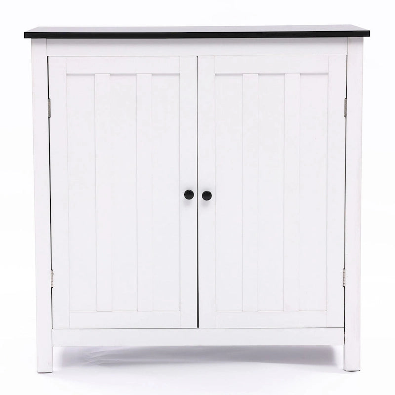 Weißer MDF-Holz 2-türiger Badezimmerschrank mit verstellbarem Regal – 82 H x 80 B x 37 T cm