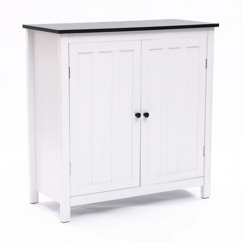 Weißer MDF-Holz 2-türiger Badezimmerschrank mit verstellbarem Regal – 82 H x 80 B x 37 T cm