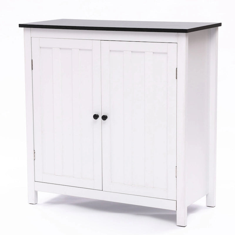 Weißer MDF-Holz 2-türiger Badezimmerschrank mit verstellbarem Regal – 82 H x 80 B x 37 T cm