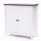 Weißer MDF-Holz 2-türiger Badezimmerschrank mit verstellbarem Regal – 82 H x 80 B x 37 T cm