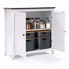 Weißer MDF-Holz 2-türiger Badezimmerschrank mit verstellbarem Regal – 82 H x 80 B x 37 T cm