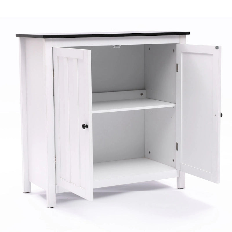 Weißer MDF-Holz 2-türiger Badezimmerschrank mit verstellbarem Regal – 82 H x 80 B x 37 T cm