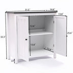 Weißer MDF-Holz 2-türiger Badezimmerschrank mit verstellbarem Regal – 82 H x 80 B x 37 T cm