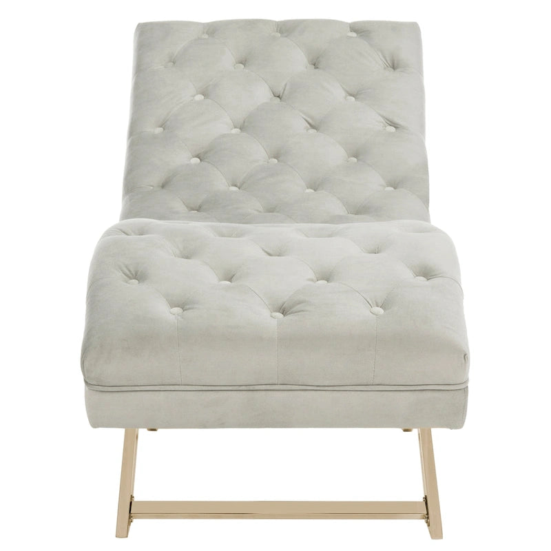 Velvet Chaise Lounge with Round Pillow - 65Wx23Dx33H