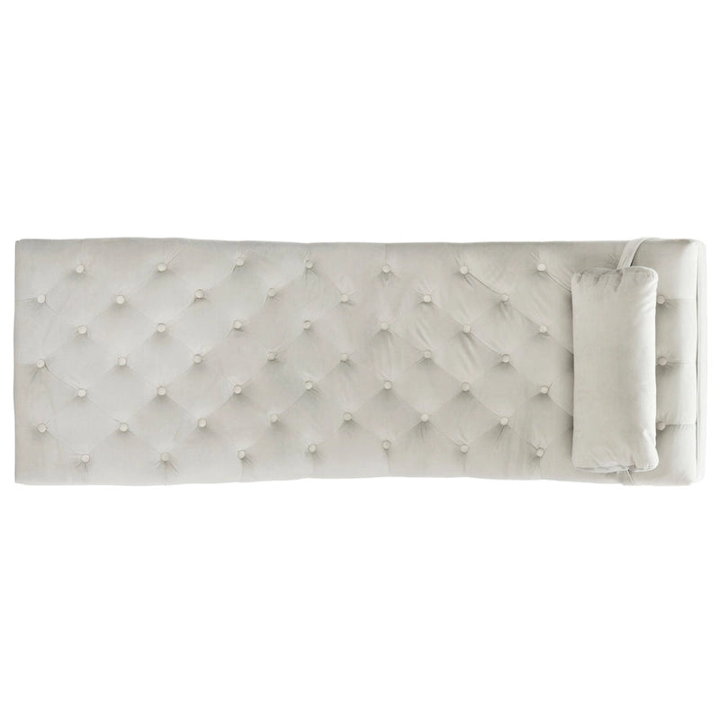Velvet Chaise Lounge with Round Pillow - 65Wx23Dx33H
