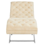 Velvet Chaise Lounge with Round Pillow - 65Wx23Dx33H