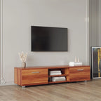Walnuss-Bauernhaus-TV-Schrank 2 Aufbewahrungsschränke Medienkonsole mit offenen Regalen
