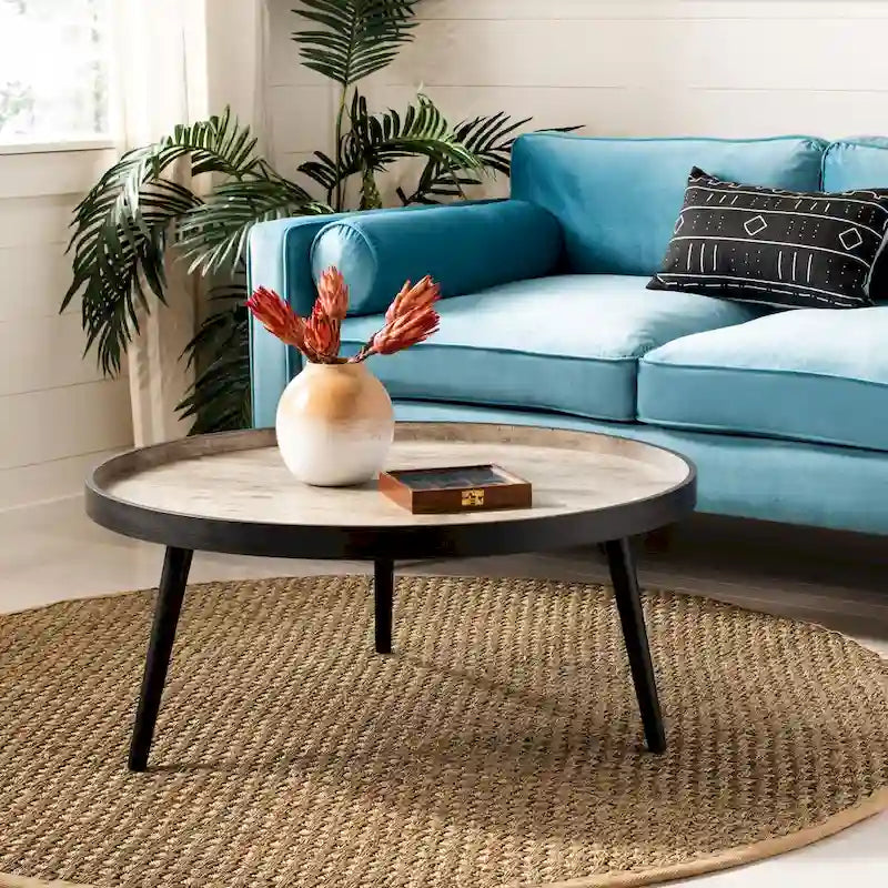 Round Tray Top Coffee Table - 35.4"W x 35.4"D x 15"H