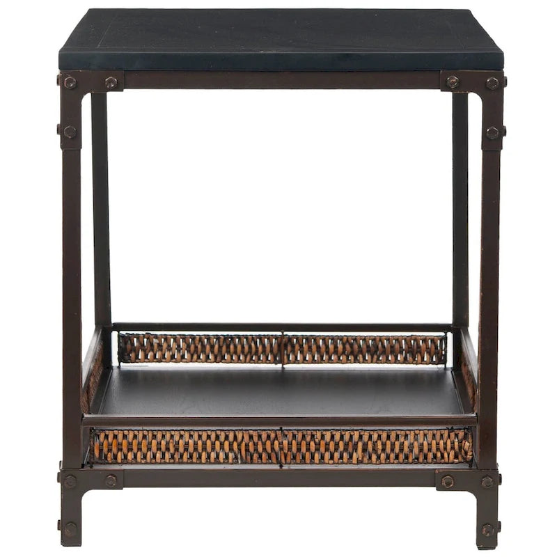 Akzentbeistelltisch aus Weidengeflecht mit Holzplatte – 22 x 22 x 25,2 Zoll – 22B x 22T x 25H Zoll