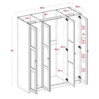 100% Solid Wood 4-Door Wardrobe Armoire