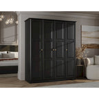 100% Solid Wood 4-Door Wardrobe Armoire