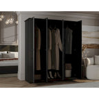 100% Solid Wood 4-Door Wardrobe Armoire